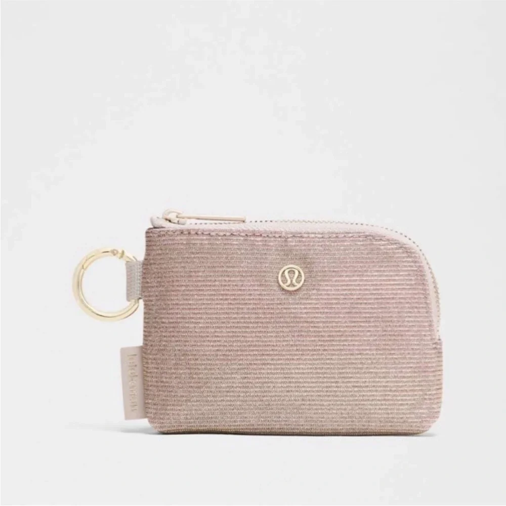 Lululemon Clippable Card Pouch, Glitter In Pink Champagne/Mink/Gold NWT